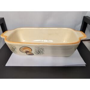 Vintage Los Angeles Pottery Mushroom Design Loaf Pan 1971